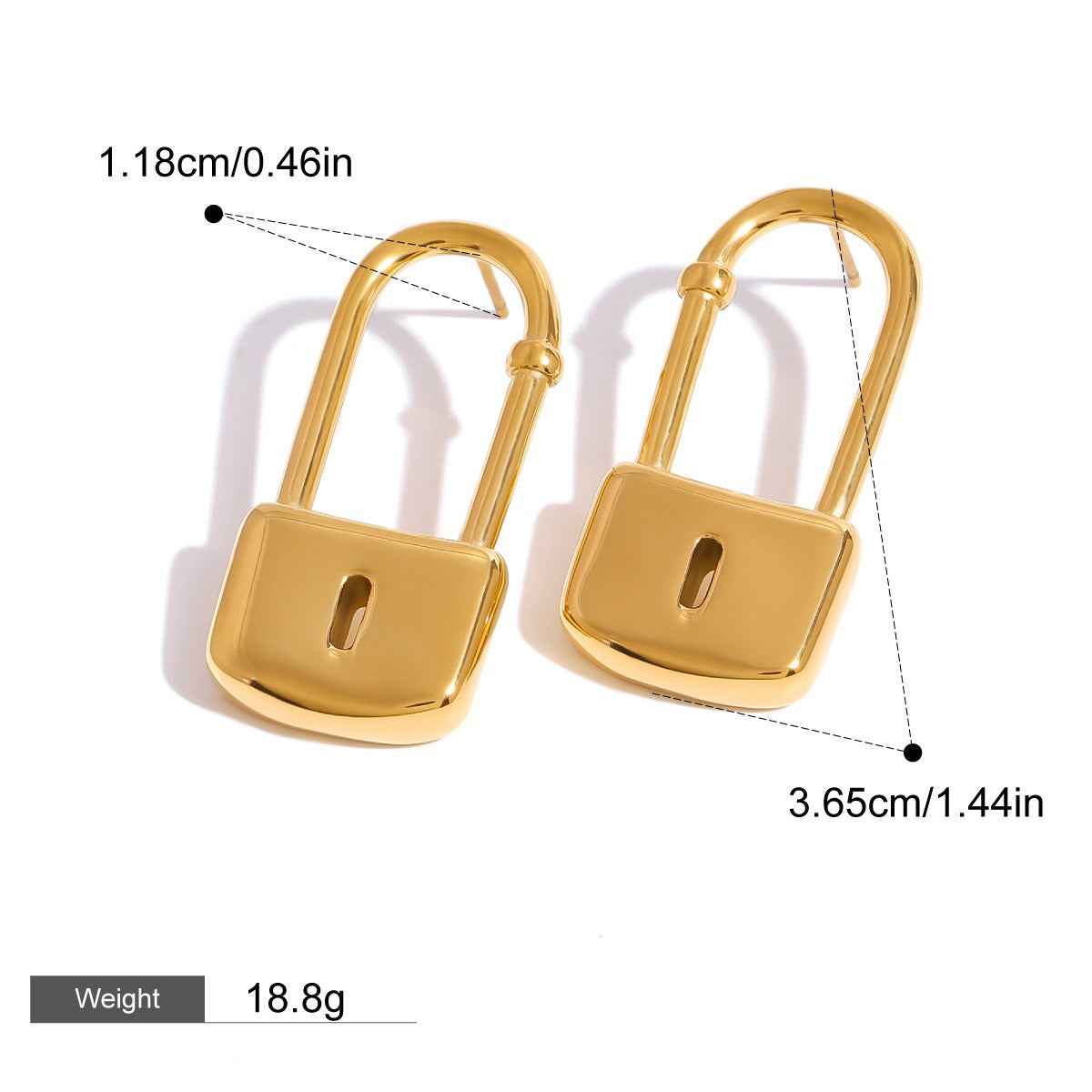 18K Gold Lock Earrings - Damned Threads